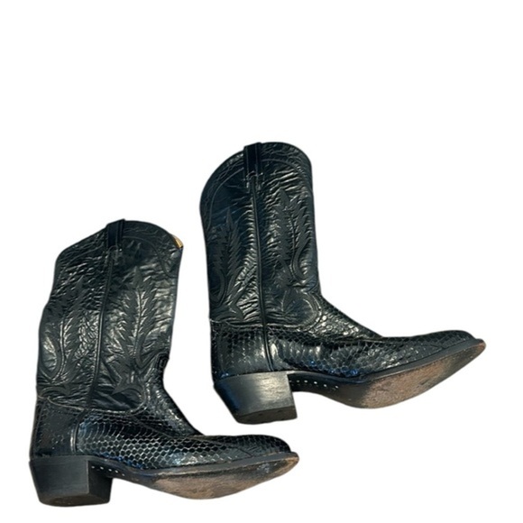 Tony Lama Black Lizard Boots 7 EE - Picture 1 of 5